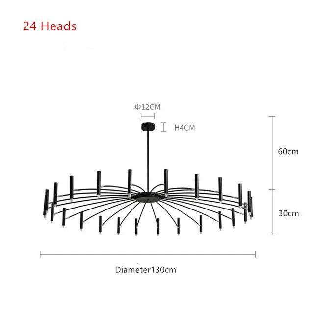 Black Chandelier Living room Foyer Hotel Large Chandelier Indoor Nordic Post Modern Loft Industiral Vintage Chandelier Lighting