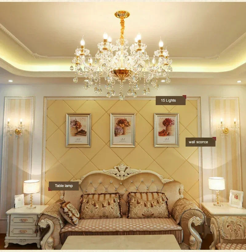 Candlestick Chandelier Lighting for Dining Room Classic Hanging Lamp Crystal Pendant  Bedroom
