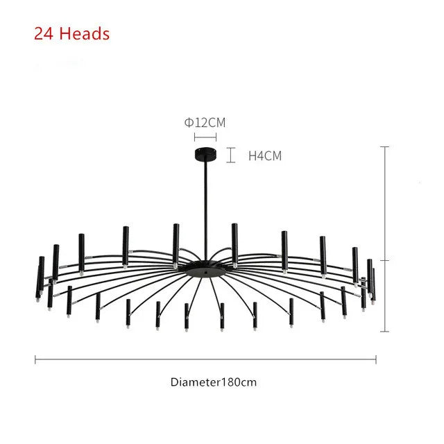 Black Chandelier Living room Foyer Hotel Large Chandelier Indoor Nordic Post Modern Loft Industiral Vintage Chandelier Lighting