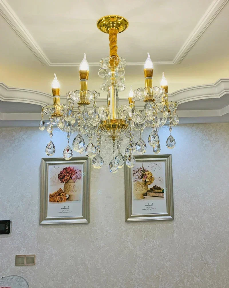 Candlestick Chandelier Lighting for Dining Room Classic Hanging Lamp Crystal Pendant  Bedroom