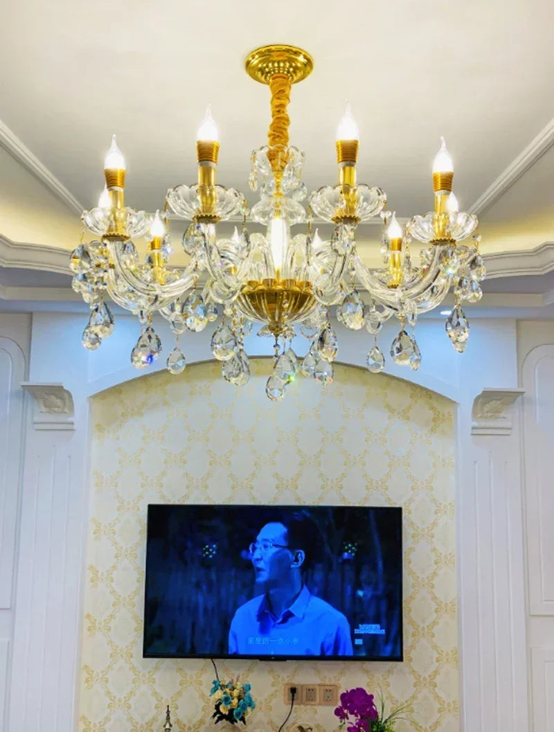 Candlestick Chandelier Lighting for Dining Room Classic Hanging Lamp Crystal Pendant  Bedroom