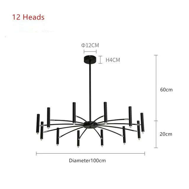 Black Chandelier Living room Foyer Hotel Large Chandelier Indoor Nordic Post Modern Loft Industiral Vintage Chandelier Lighting