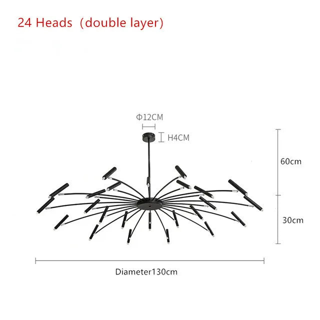 Black Chandelier Living room Foyer Hotel Large Chandelier Indoor Nordic Post Modern Loft Industiral Vintage Chandelier Lighting