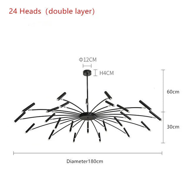 Black Chandelier Living room Foyer Hotel Large Chandelier Indoor Nordic Post Modern Loft Industiral Vintage Chandelier Lighting